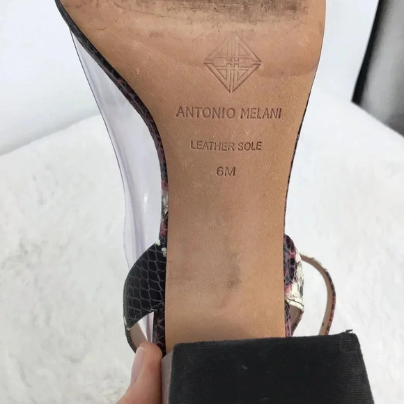 Antonio Milani Women’s Gwyn All leather Snake Print Block Heel Sandal Size 6 - Picture 12 of 12